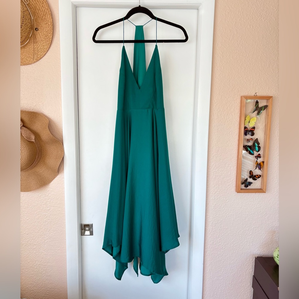 Kimchi Blue emerald midi satin dress